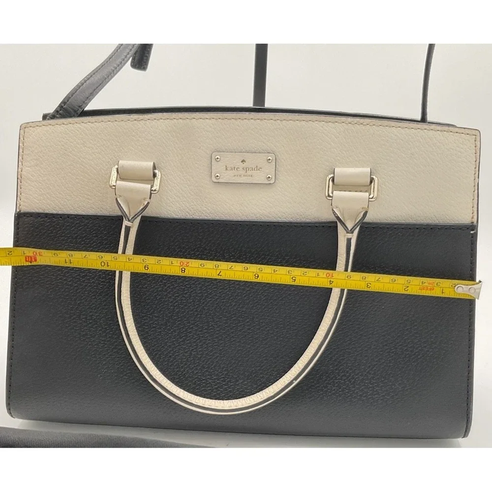 Kate Spade New York Grove Street Caley Leather Satchel, Black&White With Wallet